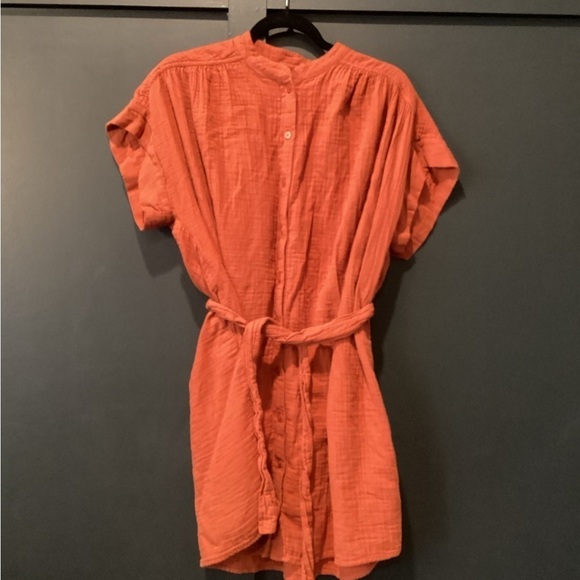 ARITZIA WILFRED free Tahoe copper red  organic cotton gauze Tie Mini dress S - Picture 2 of 11